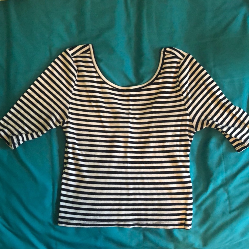 Black and White Striped Crop Top